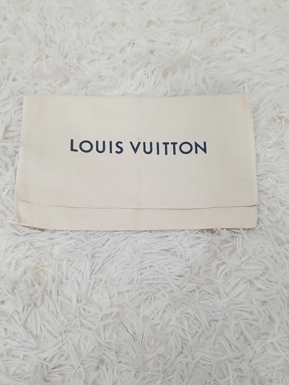 Louis Vuitton Cream Dust Pouch with Navy Logo